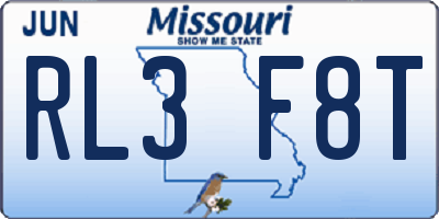 MO license plate RL3F8T