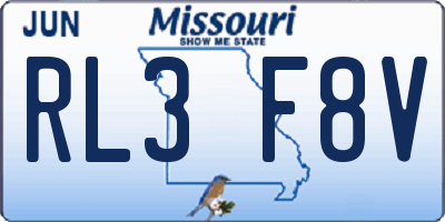 MO license plate RL3F8V