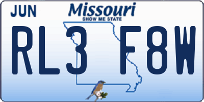MO license plate RL3F8W