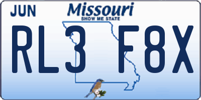 MO license plate RL3F8X
