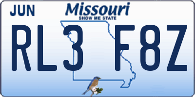 MO license plate RL3F8Z