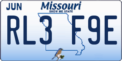 MO license plate RL3F9E