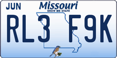 MO license plate RL3F9K