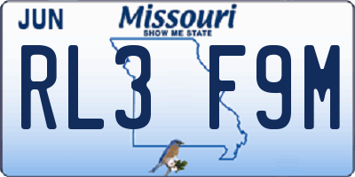 MO license plate RL3F9M