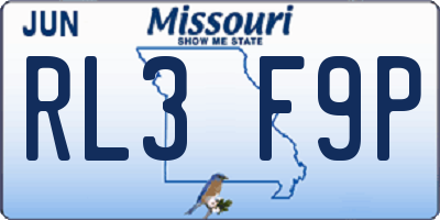 MO license plate RL3F9P