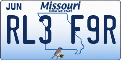 MO license plate RL3F9R