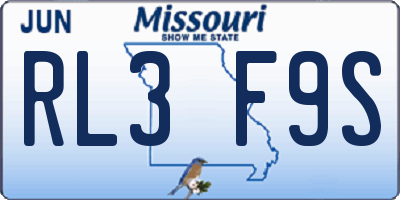 MO license plate RL3F9S