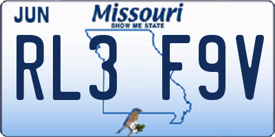 MO license plate RL3F9V