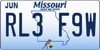 MO license plate RL3F9W