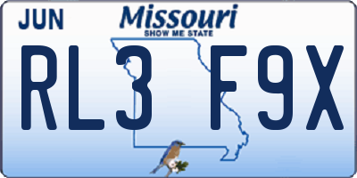 MO license plate RL3F9X