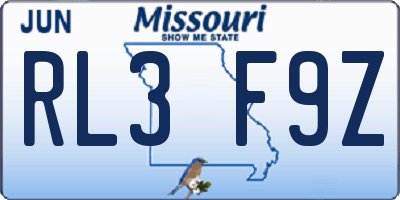 MO license plate RL3F9Z