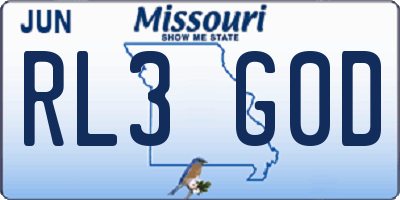 MO license plate RL3G0D