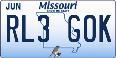 MO license plate RL3G0K