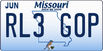 MO license plate RL3G0P