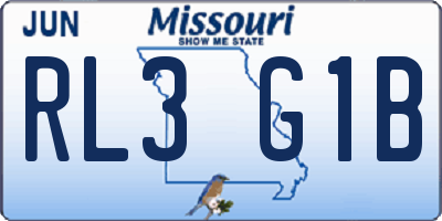 MO license plate RL3G1B