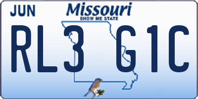 MO license plate RL3G1C