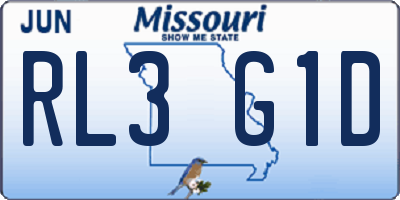 MO license plate RL3G1D