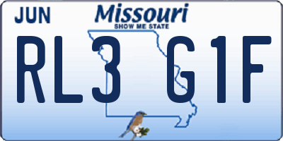 MO license plate RL3G1F