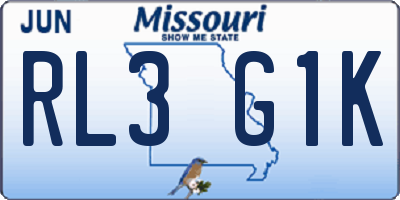 MO license plate RL3G1K