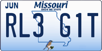 MO license plate RL3G1T