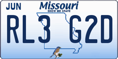 MO license plate RL3G2D