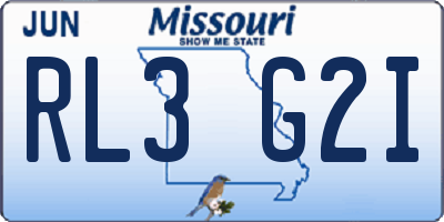 MO license plate RL3G2I