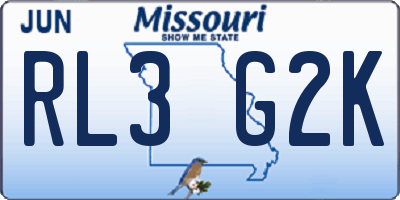 MO license plate RL3G2K