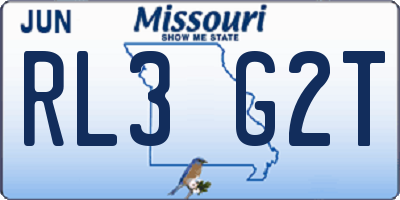 MO license plate RL3G2T
