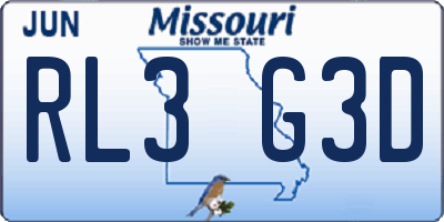 MO license plate RL3G3D