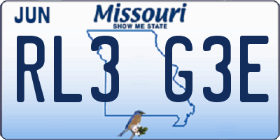 MO license plate RL3G3E