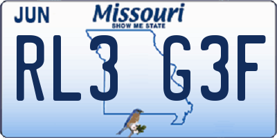 MO license plate RL3G3F