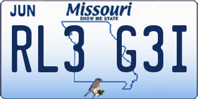 MO license plate RL3G3I