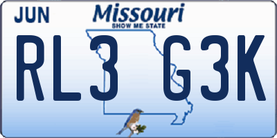 MO license plate RL3G3K