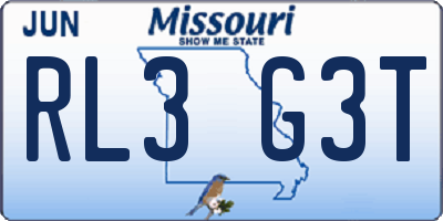 MO license plate RL3G3T