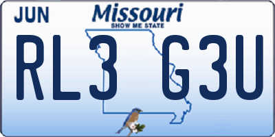 MO license plate RL3G3U
