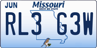 MO license plate RL3G3W