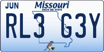 MO license plate RL3G3Y