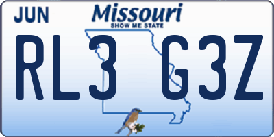 MO license plate RL3G3Z