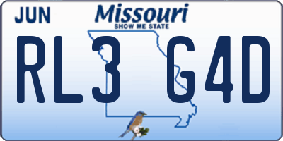 MO license plate RL3G4D
