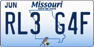 MO license plate RL3G4F