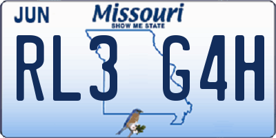 MO license plate RL3G4H