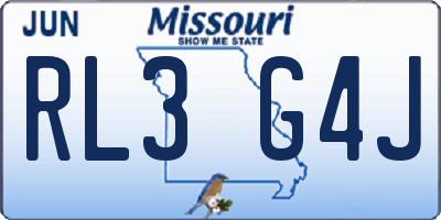 MO license plate RL3G4J