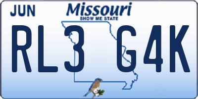 MO license plate RL3G4K
