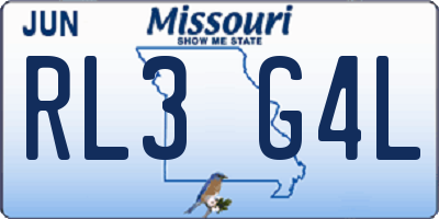 MO license plate RL3G4L