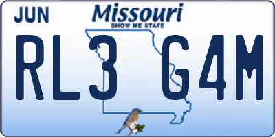 MO license plate RL3G4M