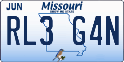 MO license plate RL3G4N
