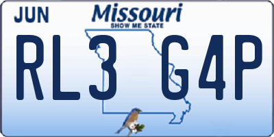 MO license plate RL3G4P