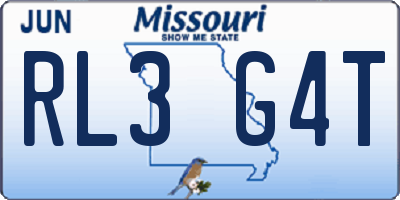 MO license plate RL3G4T