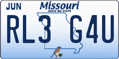 MO license plate RL3G4U