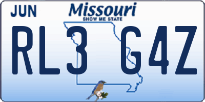 MO license plate RL3G4Z
